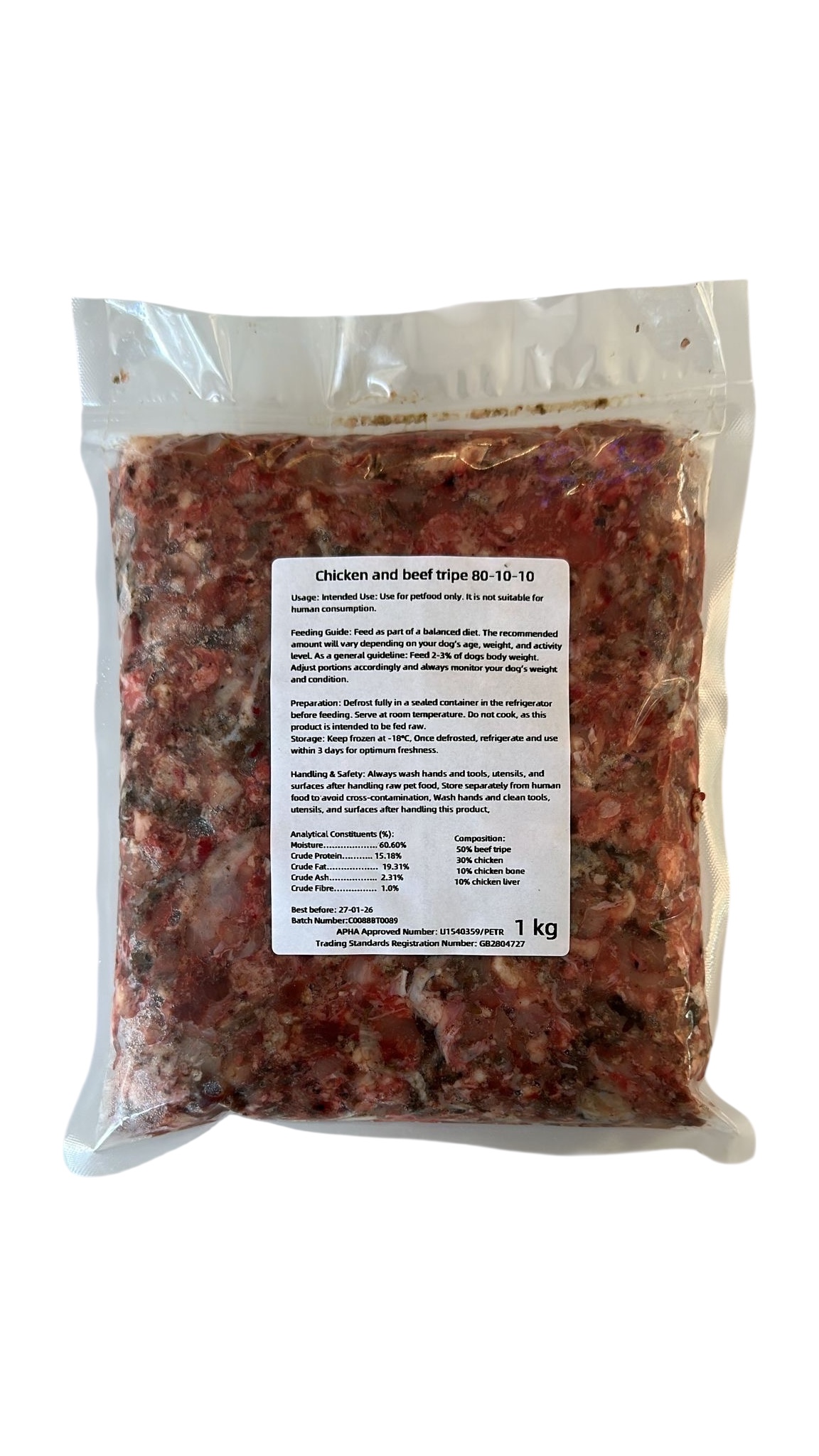 Raw Minced Chicken and Beef Tripe