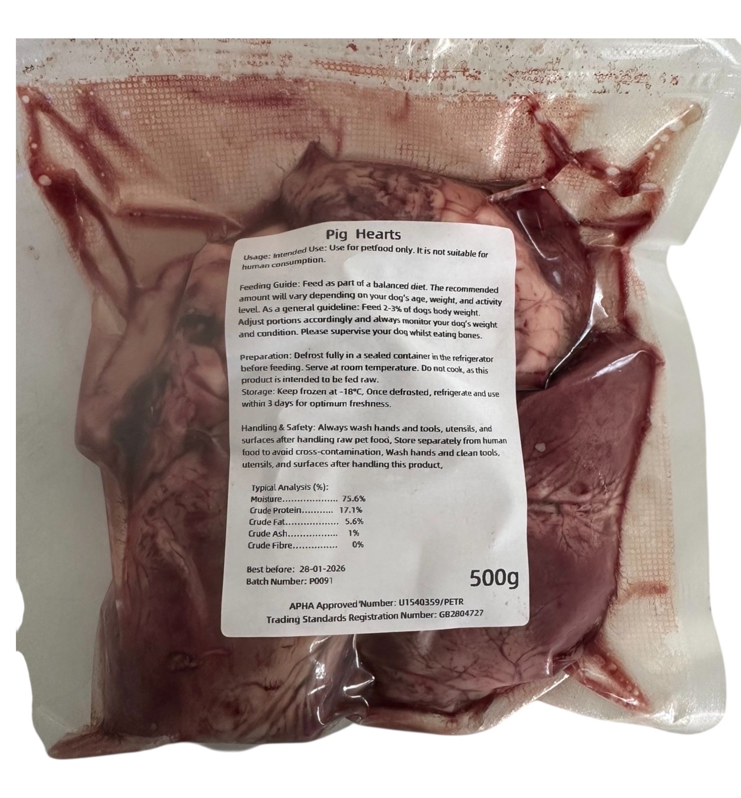 Frozen Raw Pig Heart